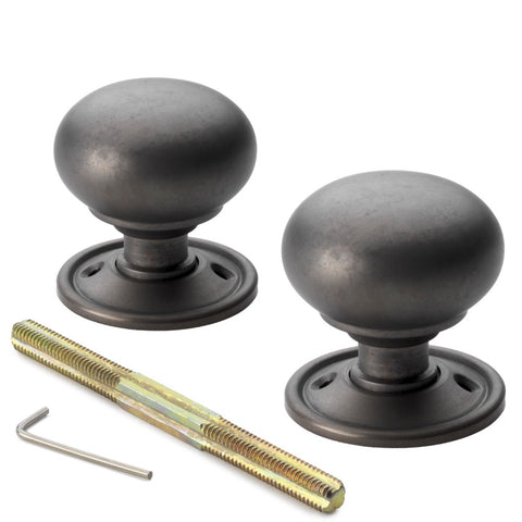 Black Brass Olde Victorian Rim Lock Matt Antique Cottage Door Knobs