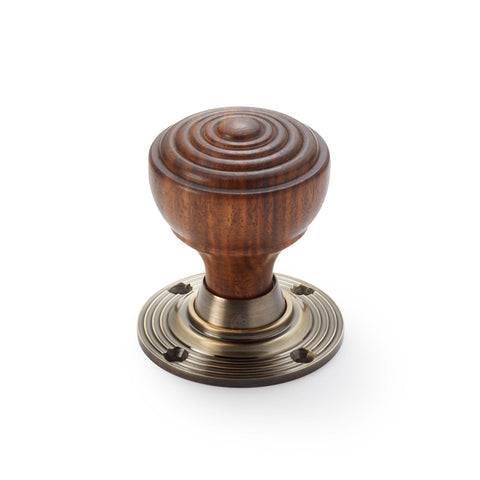 Black Brass Olde Victorian Rim Lock Rosewood Antique Brass Ringed Door Knobs