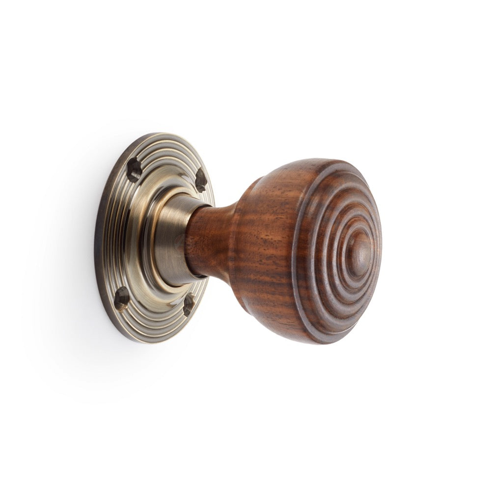 Black Brass Olde Victorian Rim Lock Rosewood Antique Brass Ringed Door Knobs