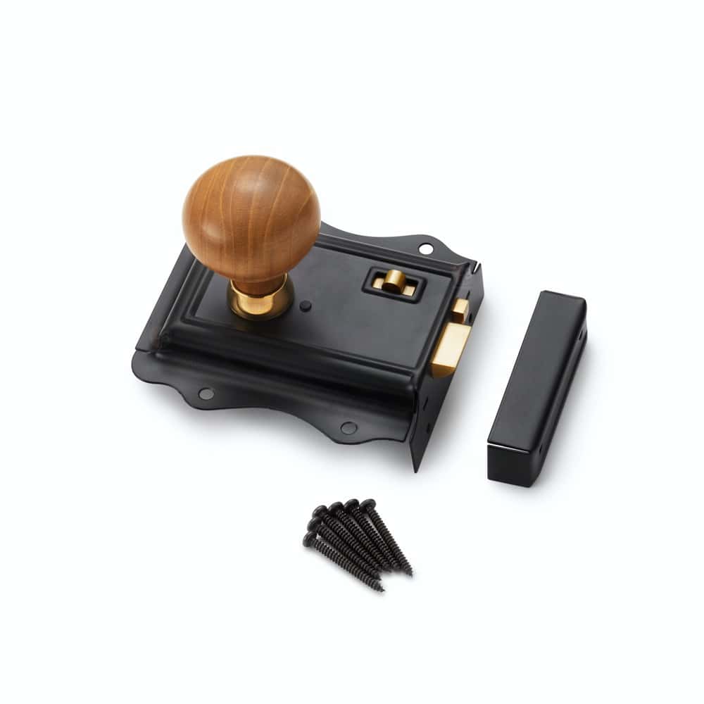 Victorian Rim Lock with Teak Aged Brass Bun Door Knobs – ABHardware