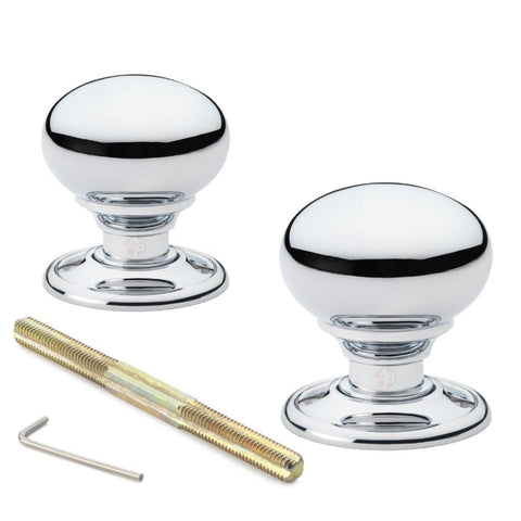 Black Brass Rim Latch Lock 40mm Polished Chrome Cottage Door Knobs