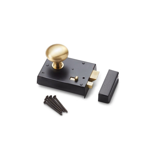 Black Brass Rim Latch Lock Satin Brass Cottage Door Knobs