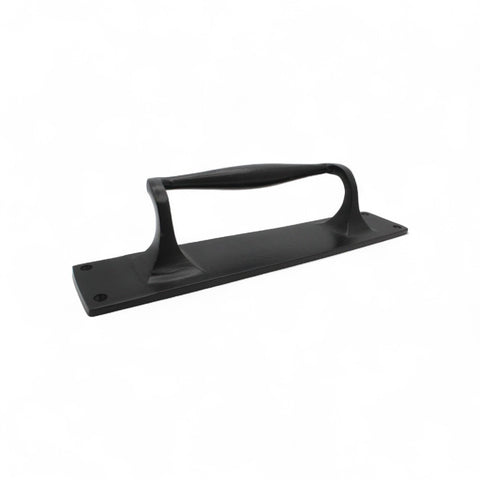 Black Cast Iron Door Pull Handle On Backplate 300mm x 60mm