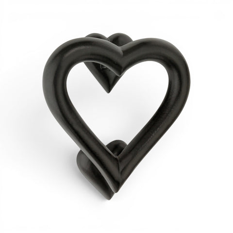 Powder Coated Black Cast Iron Heart Door Knocker – Front View