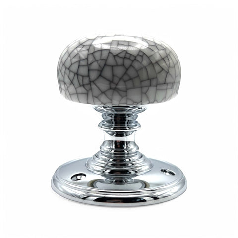 Carlisle Brass Delamain Porcelain Mortice Door Knob Pair - Blue Crackle Knob Polished Chrome Rose
