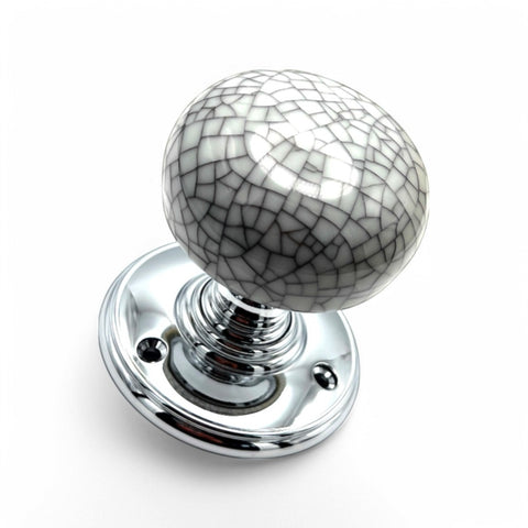 Carlisle Brass Delamain Porcelain Mortice Door Knob Pair - Blue Crackle Knob Polished Chrome Rose