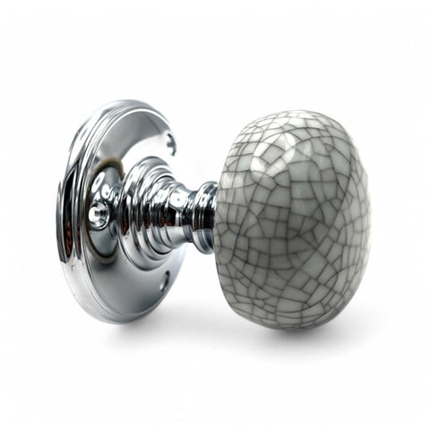 Carlisle Brass Delamain Porcelain Mortice Door Knob Pair - Blue Crackle Knob Polished Chrome Rose