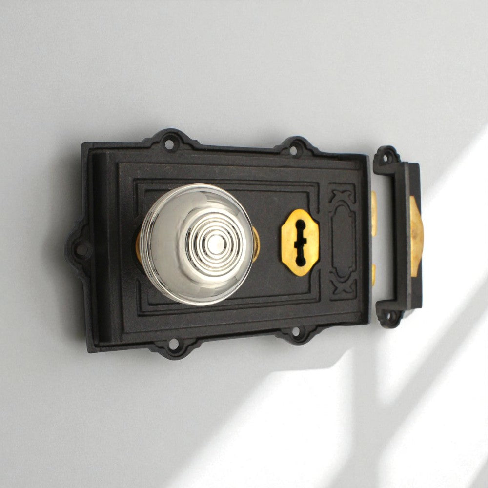 Cast Iron Davenport Rim Lock Polished Nickel Bloxwich Door Knobs Knob ...