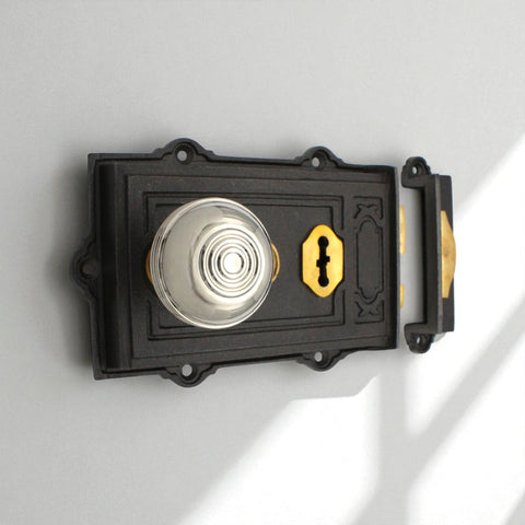 Cast Iron Davenport Rim Lock Polished Nickel Bloxwich Door Knobs Knob Set