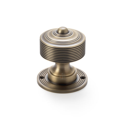 Cast Iron Davenport Rim Lock Reeded Matt Antique Brass Door Knobs Knob Set