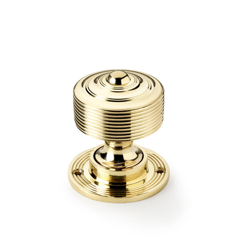 Cast Iron Davenport Rim Lock Reeded Polished Brass Door Knobs Knob Set
