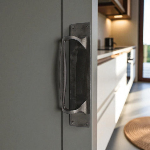 Cast Iron Door Pull Handle On Backplate 300mm x 60mm