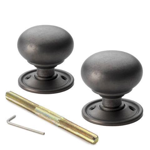 Cast Iron Floral Rim Lock Matt Antique Cottage Door Knobs
