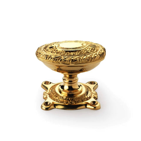 Cast Iron Floral Rim Lock Polished Brass Floral Oval Door Knobs