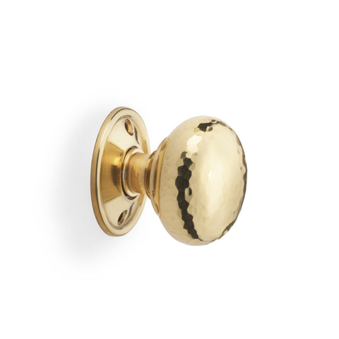 Cast Iron Floral Rim Lock Polished Brass Hammered Cottage Door Knobs