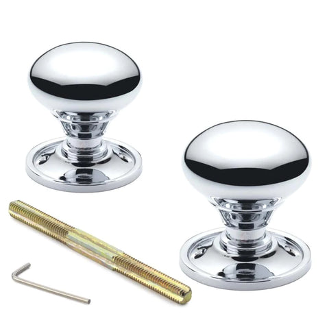 Cast Iron Floral Rim Lock Polished Chrome Cottage Door Knobs