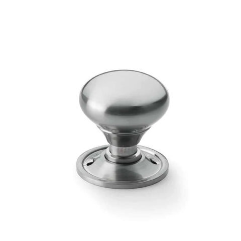 Cast Iron Floral Rim Lock Satin Chrome Cottage Door Knobs