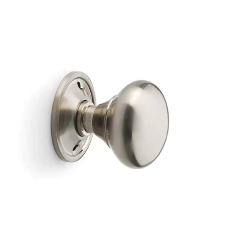 Cast Iron Floral Rim Lock Satin Nickel Cottage Door Knobs