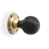 Thumbnail for Ebonised & Aged Brass Beehive Door Knobs