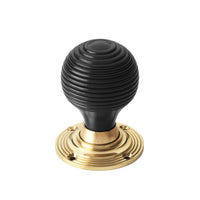 Thumbnail for Ebony Wood Polished Brass Beehive Door Knobs
