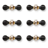 Thumbnail for 6 Pairs of Ebony Polished Brass Beehive Door Knobs