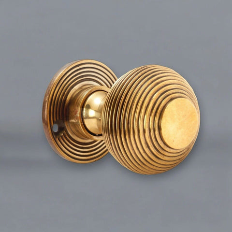 Heavy Aged Solid Brass Beehive Mortice Rim Door Knob Pair Solid Brass Quality