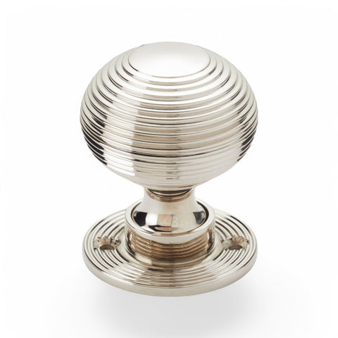 Heavy Polished Nickel Beehive Rim Mortice Door Knobs Knob Pair Set Solid Brass