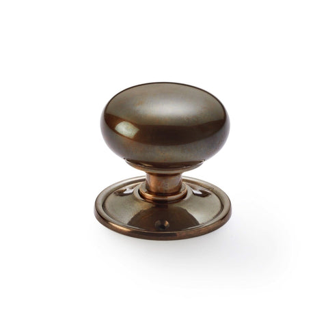 Large Antique Solid Brass Cottage Rim Mortice Door Knob Knobs Pair 65mm Set