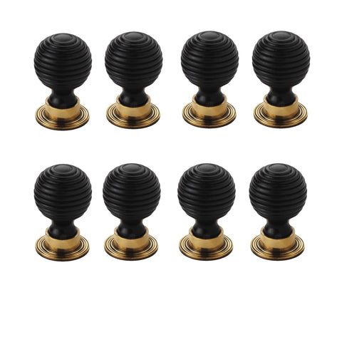 8 Pack - Large Ebonised Aged Brass Beehive Cupboard Knobs