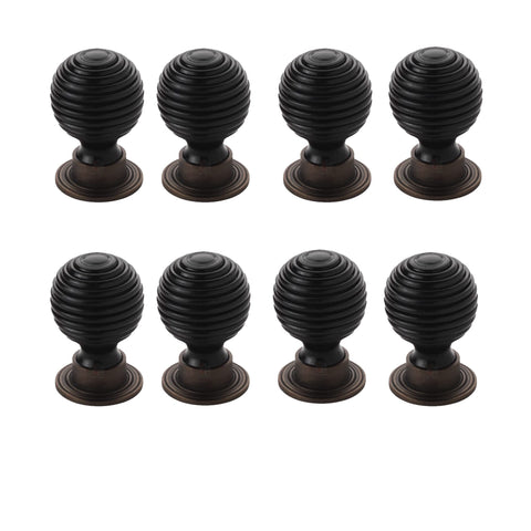 8 Pack - Large Ebonised Matt Antique Beehive Cupboard Knobs