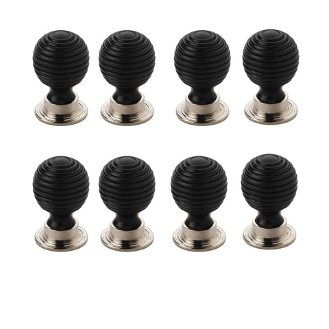 8 Pack - Large Ebonised Polished Nickel Beehive Cupboard Knobs
