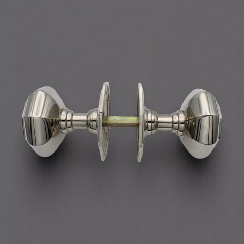 Large Polished Nickel Octagonal Mortice Door Knobs Solid Brass Knob Pair Set