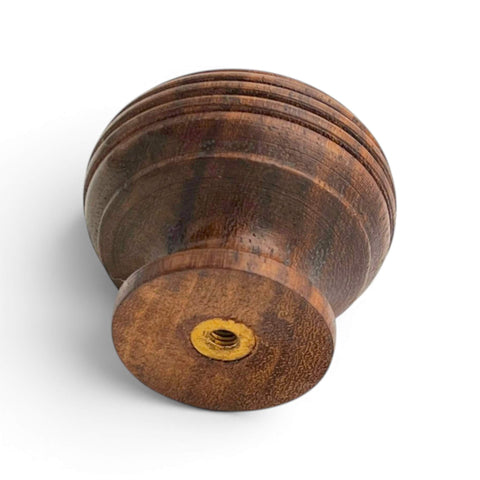 Rear view of Large Rosewood Beehive Cupboard Knob showing threaded insert