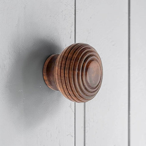 Large Rosewood Beehive Cupboard Knob fitted to grey cupboard door