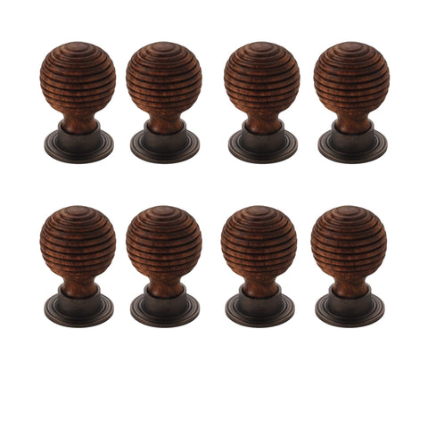 8 Pack - Large Rosewood Matt Antique Beehive Cupboard Knob