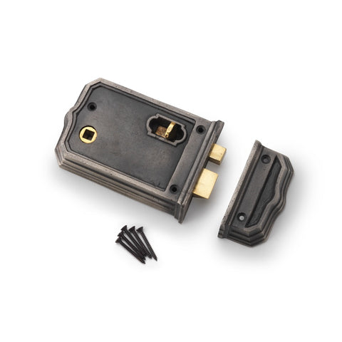 Large Victorian Gothic Rim Lock Antique Cottage Door Knobs