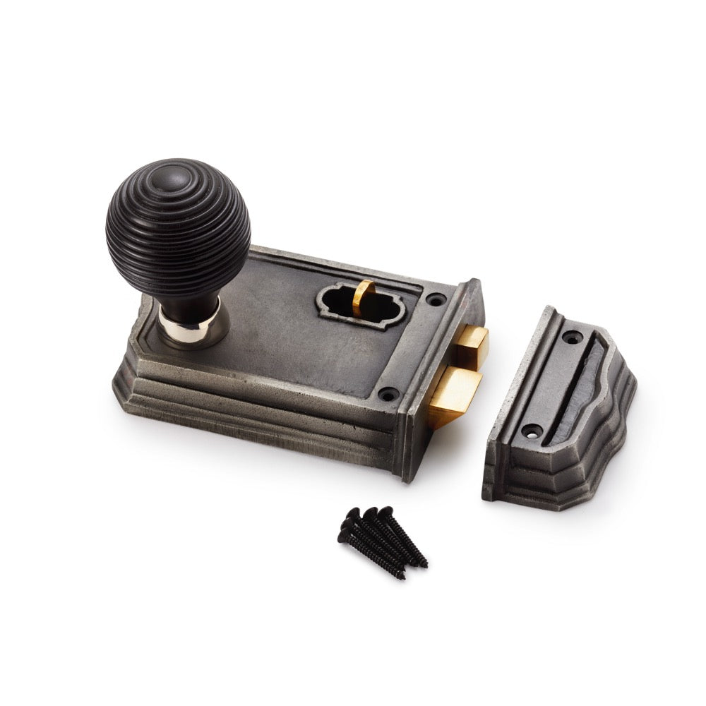 Large Victorian Gothic Rim Lock Ebony Polished Nickel Knobs – ABHardware
