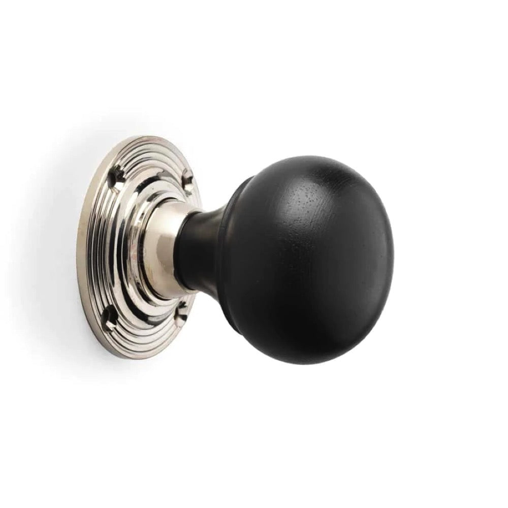 Large Victorian Gothic Rim Lock Ebony Polished Nickel Bun Door Knobs ...