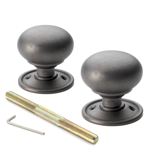 Large Victorian Gothic Rim Lock Matt Antique Cottage Door Knobs