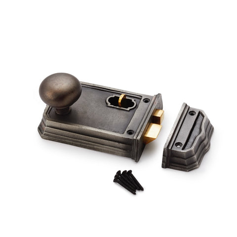 Large Victorian Gothic Rim Lock Matt Antique Cottage Door Knobs