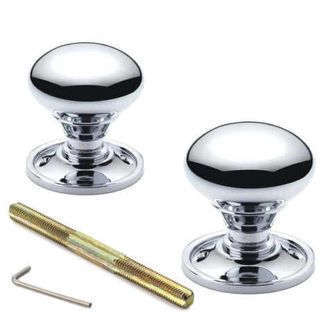 Large Victorian Gothic Rim Lock Polished Chrome Cottage Door Knobs