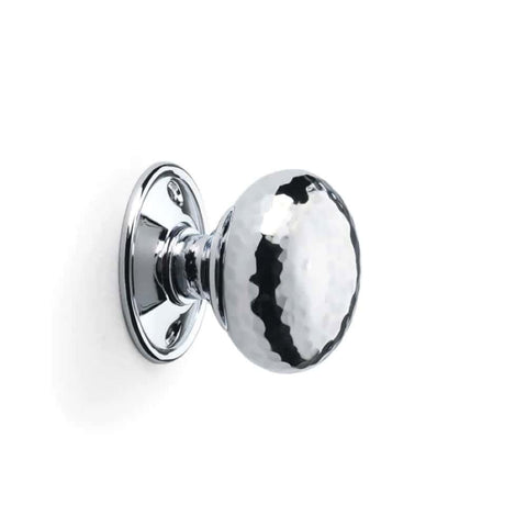 Large Victorian Gothic Rim Lock Polished Chrome Hammered Cottage Door Knobs