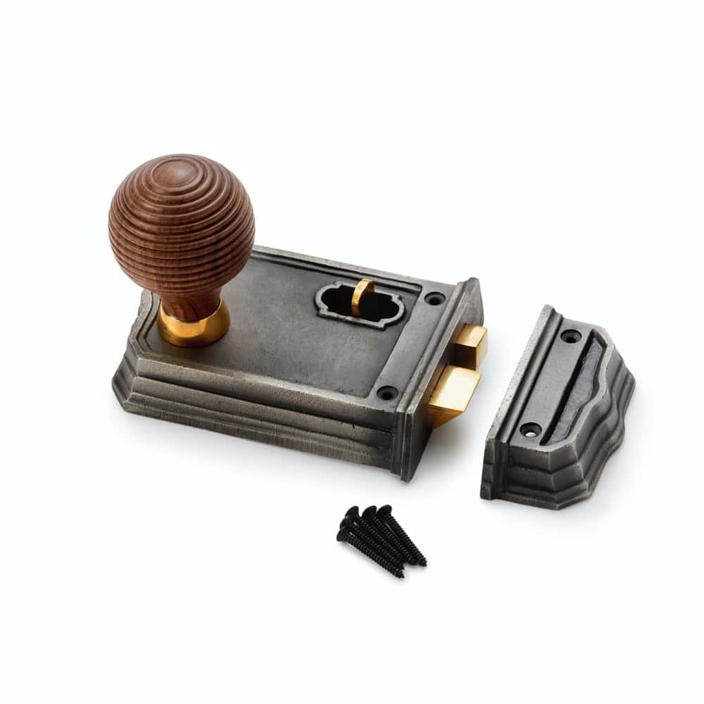 Large Victorian Gothic Rim Lock with Rosewood Beehive Knobs – ABHardware
