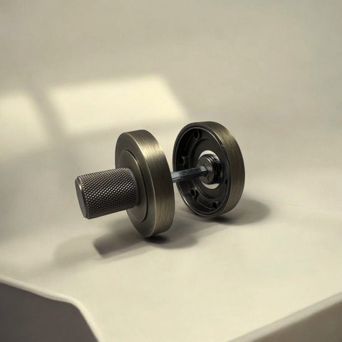 Matt Antique Brass Knurled Bathroom Thumb Turn Release Door Internal Reeded