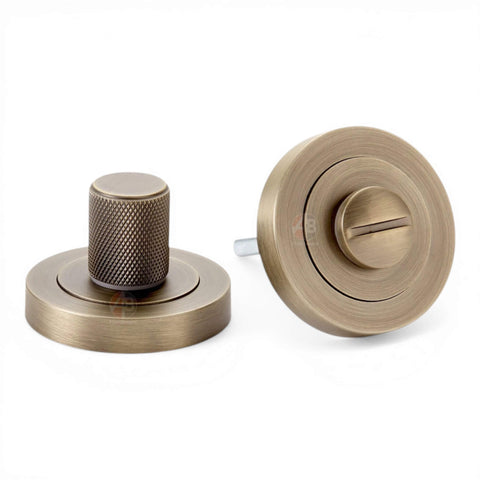 Matt Antique Brass Knurled Straight Lever On Round Rose Latch Pack