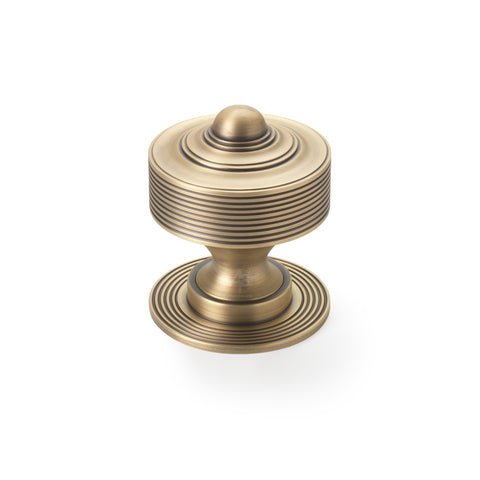 Matt Antique Brass Reeded Centre Door Knob