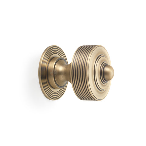 Matt Antique Brass Reeded Centre Door Knob