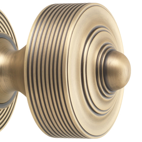 Matt Antique Brass Reeded Centre Door Knob