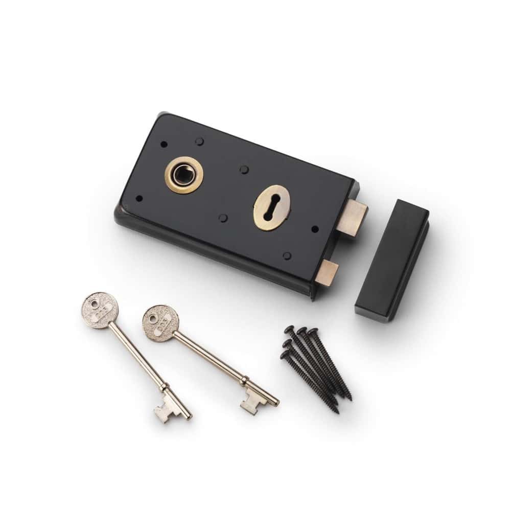 Narrow Rim Lock Black & Antique Brass | AB Hardware – ABHardware