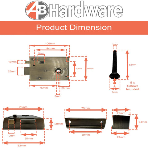 Antique Brass Rim Latch Lock Snib Aged Brass Beehive Door Knobs Knob Set